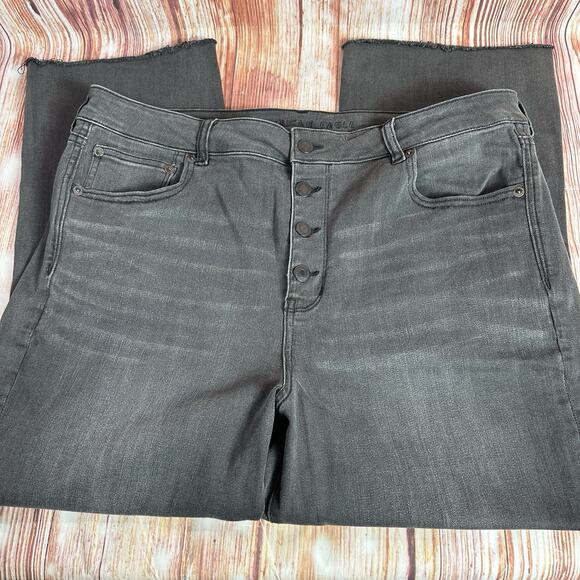 American Eagle HI RISE CROP FLARE Size 20 Short Black Jeans Denim Pants 37x23 - Picture 3 of 11